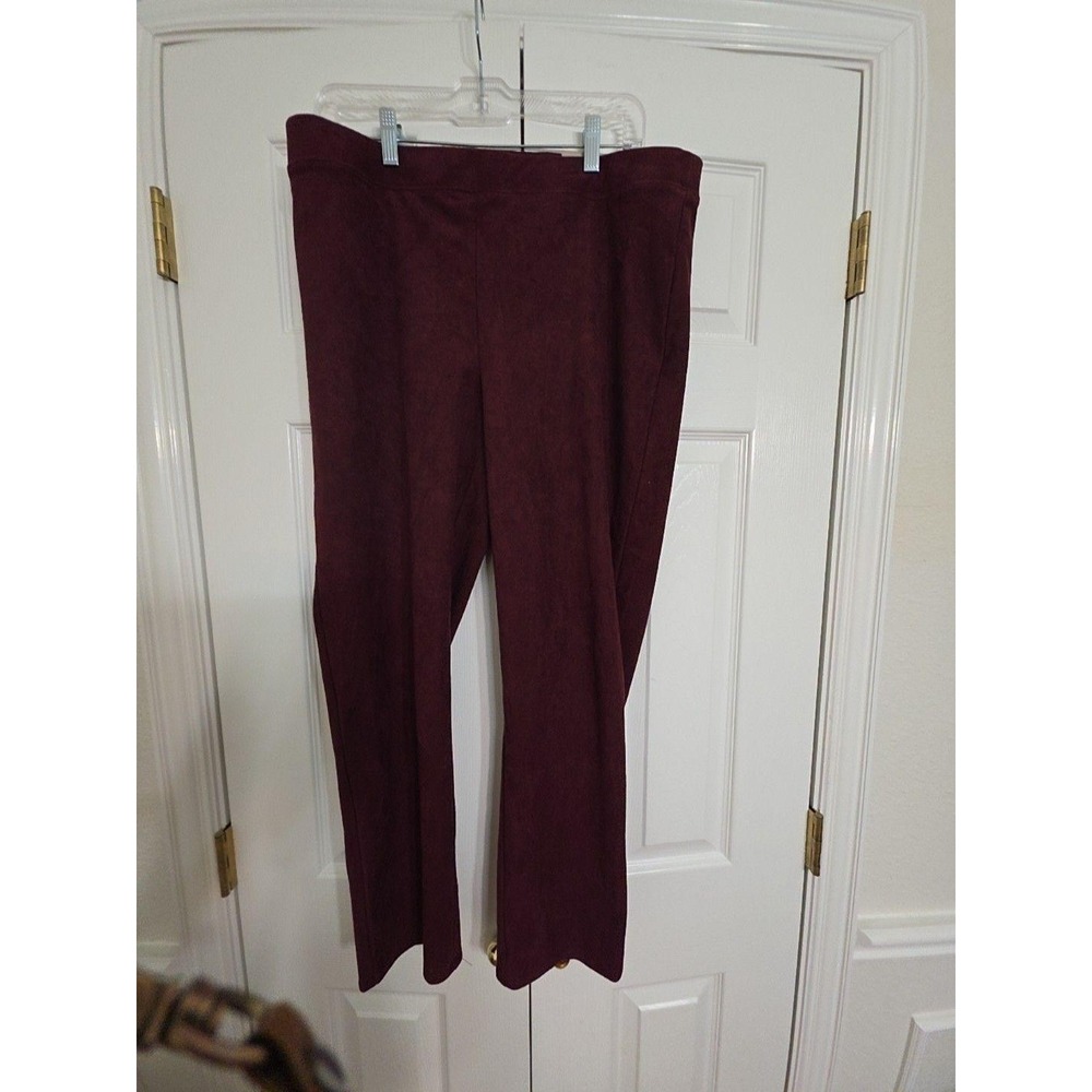 Chico's Leggings Womens 14 Red Faux Knit Suede Ankle Jegging Pull On Stretch